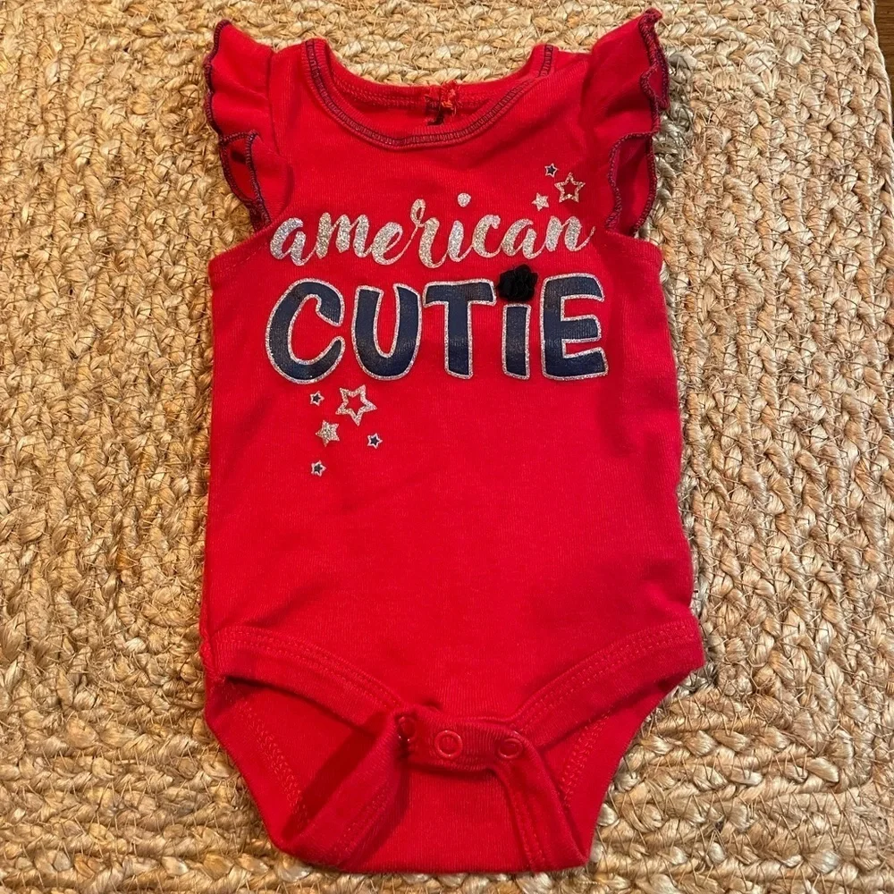 “American Cutie” Red, White, and Blue short sleeve newborn onesie
